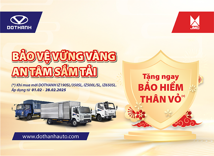 Mua xe tải DOTHANH IZ tặng bảo hiểm thân vỏ | KHUYẾN MÃI THÁNG 2