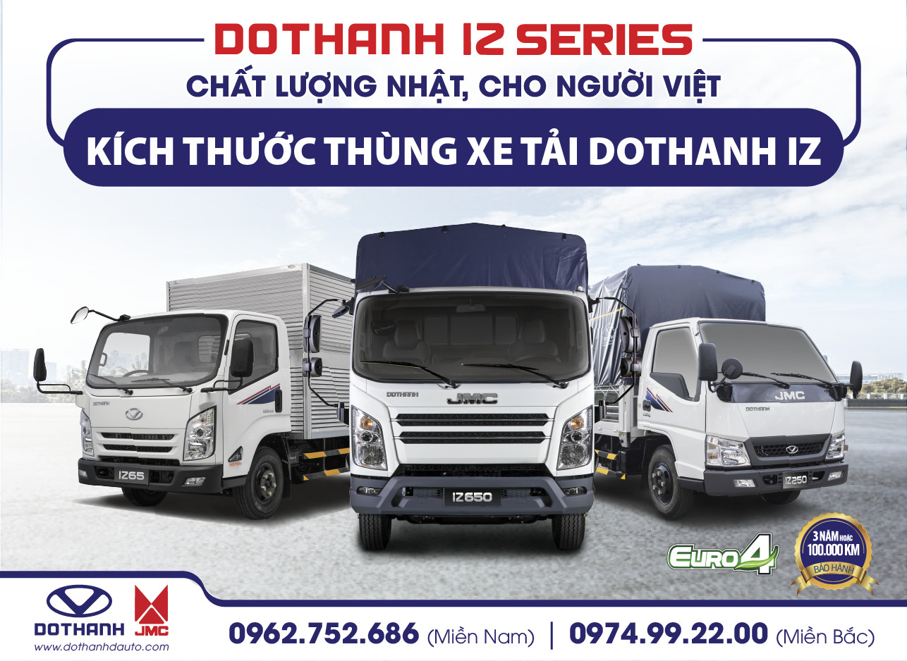 Kích thước thùng xe tải Đô Thành IZ tải trọng 1.5 - 6.6 tấn