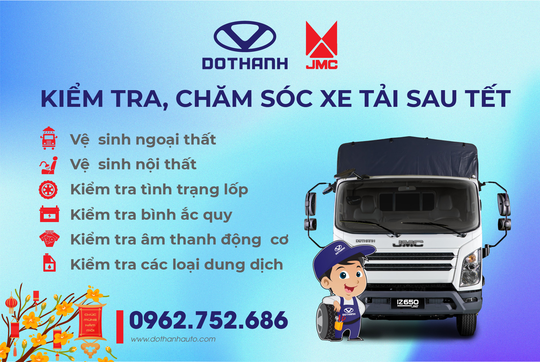 CÁC HẠNG MỤC KIỂM TRA, CHĂM SÓC XE TẢI SAU TẾT