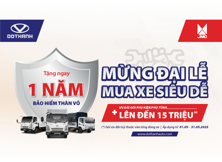 Mua xe tải DOTHANH IZ tặng Bảo hiểm thân vỏ và Phụ kiện | KHUYẾN MÃI THÁNG 5