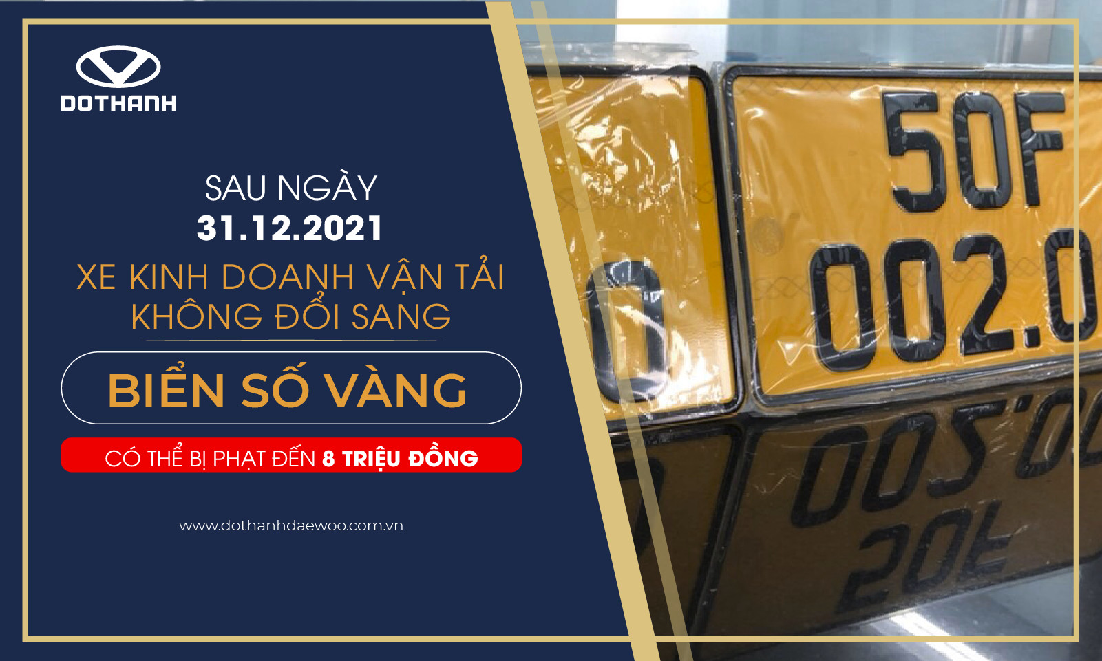 Sau ngày 31/12 xe kinh doanh vận tải không đổi sang biển số vàng có thể bị phạt đến 8 triệu đồng