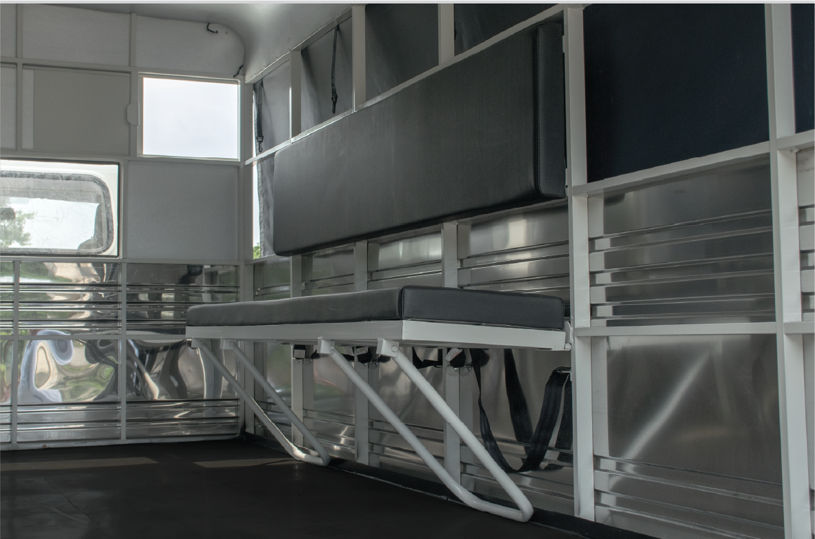 2 rear bench seats in the cargo area, with seat belts